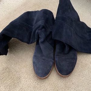 Blue suede boots